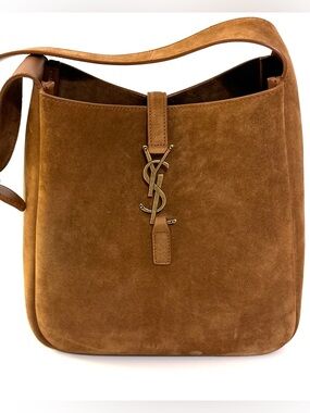 YSL Yves Saint Laurent 5 A 7 Brown Suede Supple Shoulder Hobo Bag